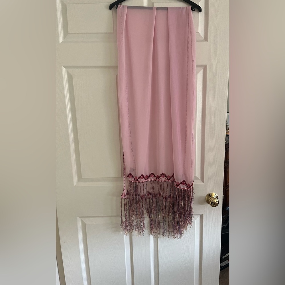 Handmade Palestinian Henna sheel Mandeela scarf hijab with hand stitched Tatreez